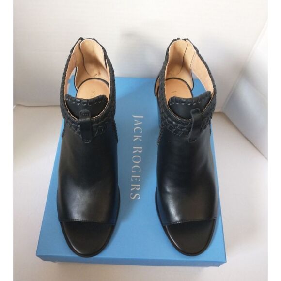 New! JACK ROGERS Women's Tinsley Leather Open-Toe Bootie Sandals Shoes Black - Picture 4 of 9